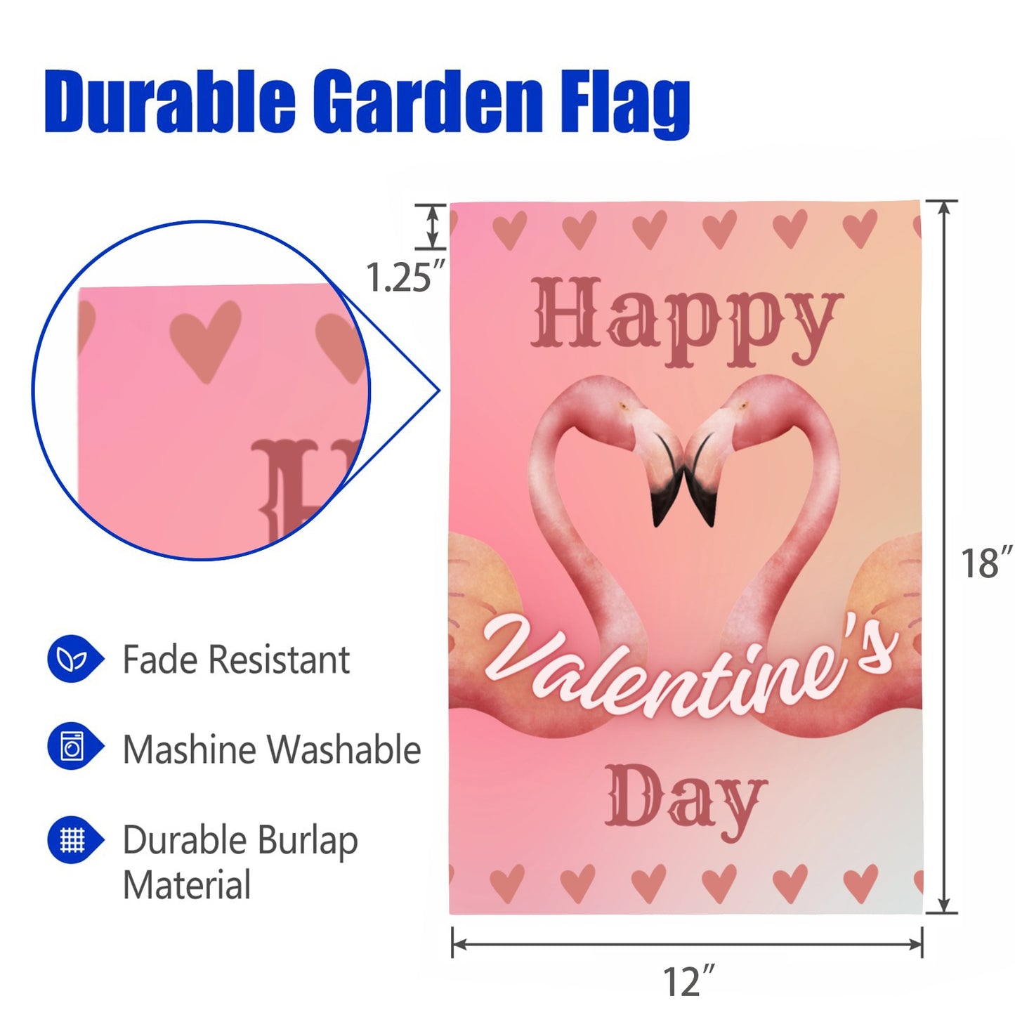 Flamingo Valentine's Day Garden Flag