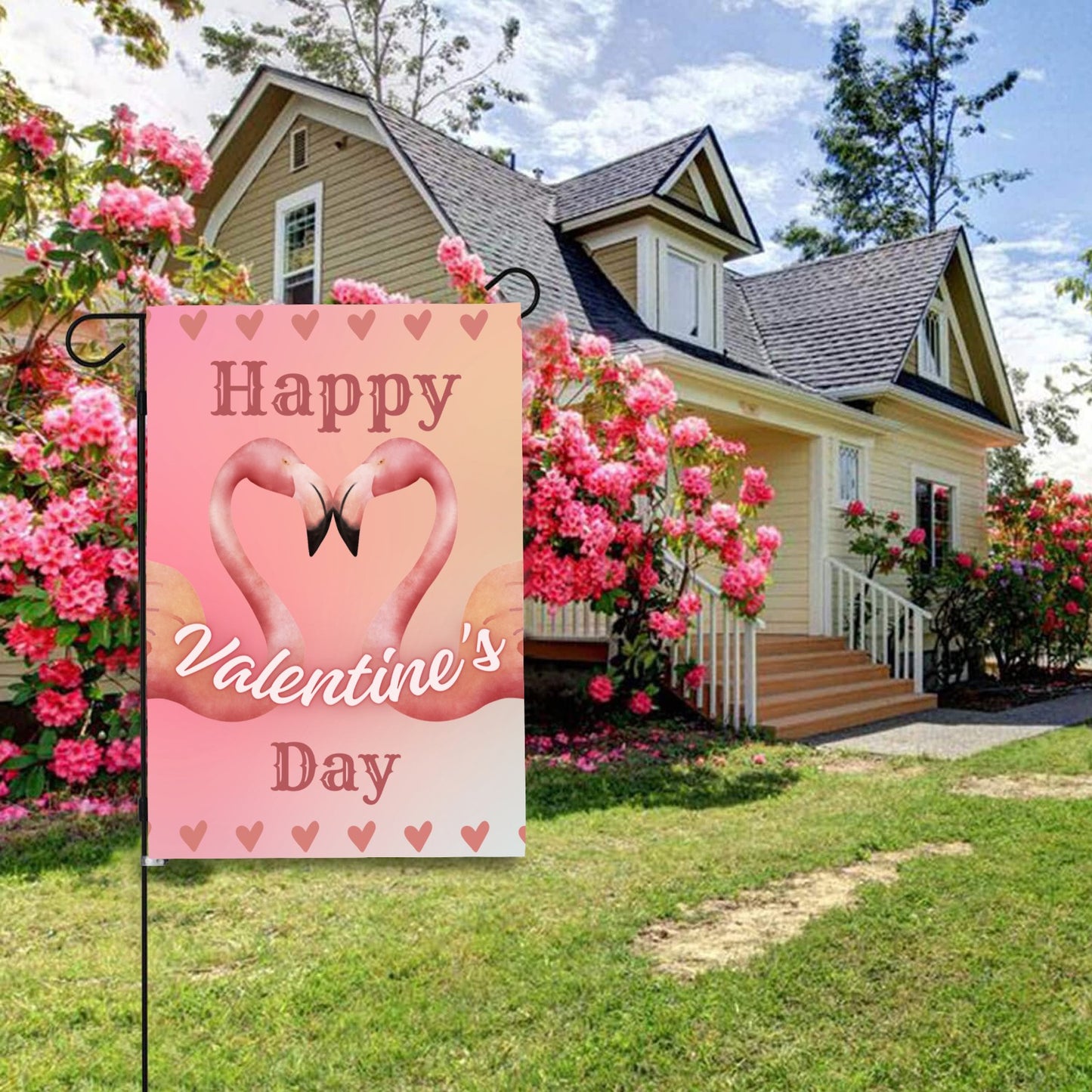 Flamingo Valentine's Day Garden Flag