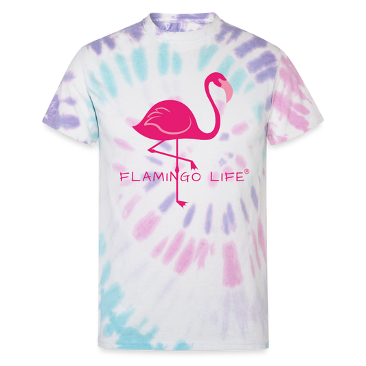 Flamingo Life® Light Rays Unisex Tie Dye T-Shirt - Pastel Spiral