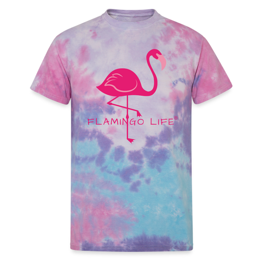 Flamingo Life® Bubble Gum Unisex Tie Dye T-Shirt - cotton candy