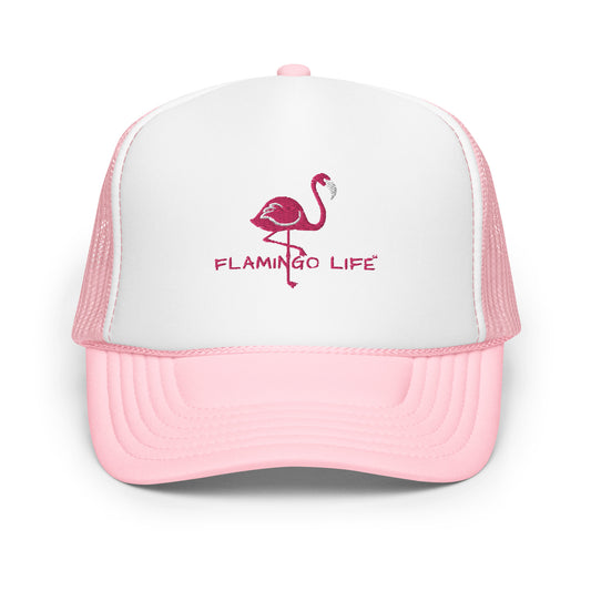 Flamingo Life® Puff Embroidered Foam Trucker Hat