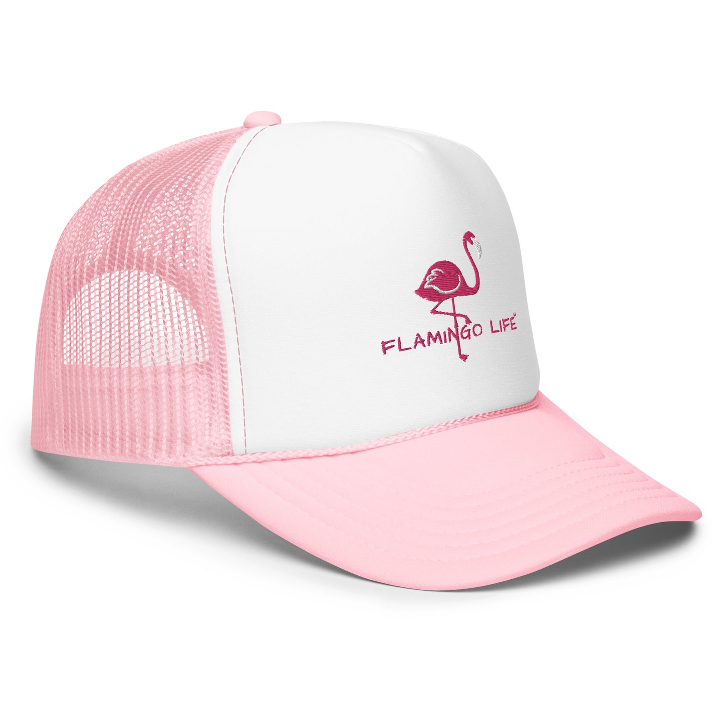 Flamingo Life® Puff Embroidered Foam Trucker Hat