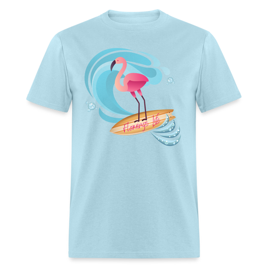 Surf's Up Flamingo Life Unisex Short-Sleeve - powder blue