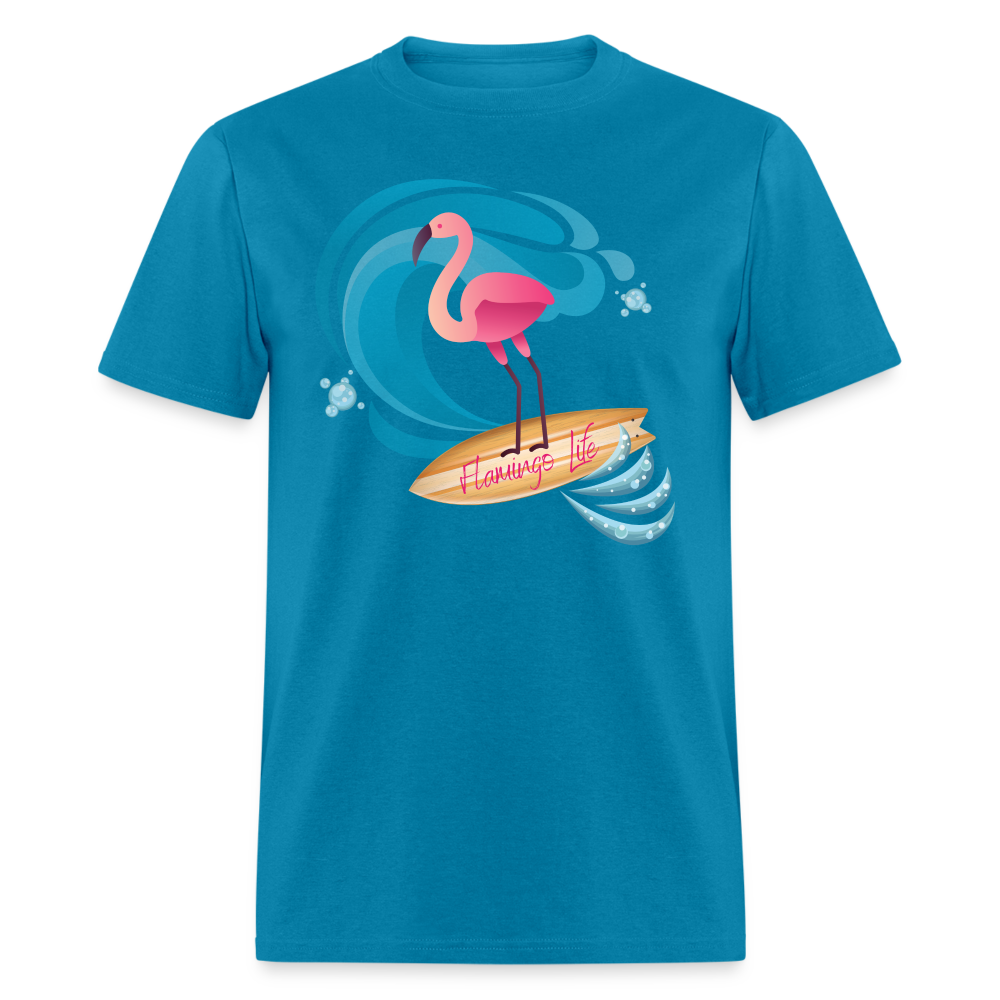 Surf's Up Flamingo Life Unisex Short-Sleeve - turquoise