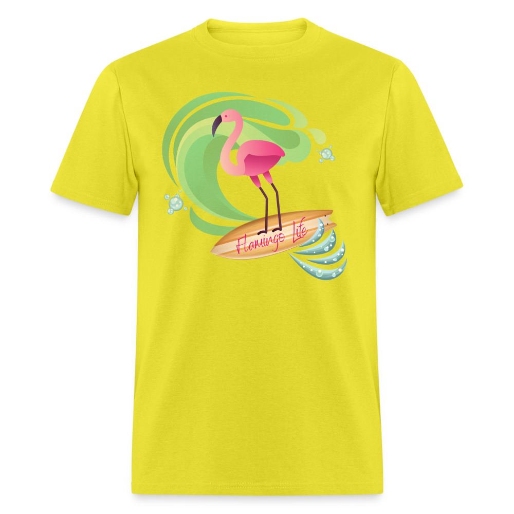 Surf's Up Flamingo Life Unisex Short-Sleeve - yellow