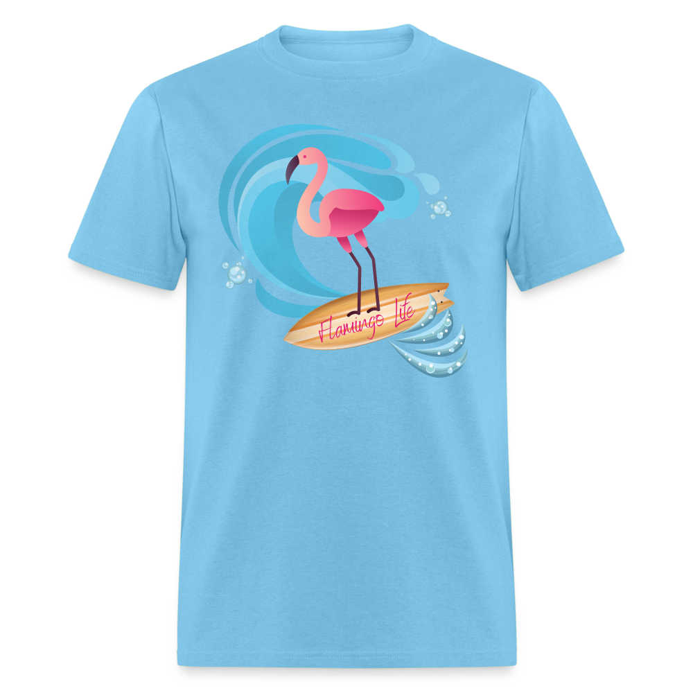 Surf's Up Flamingo Life Unisex Short-Sleeve - aquatic blue