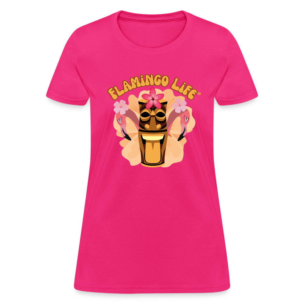 Flamingo Life® Tiki Head Women's T-Shirt - fuchsia