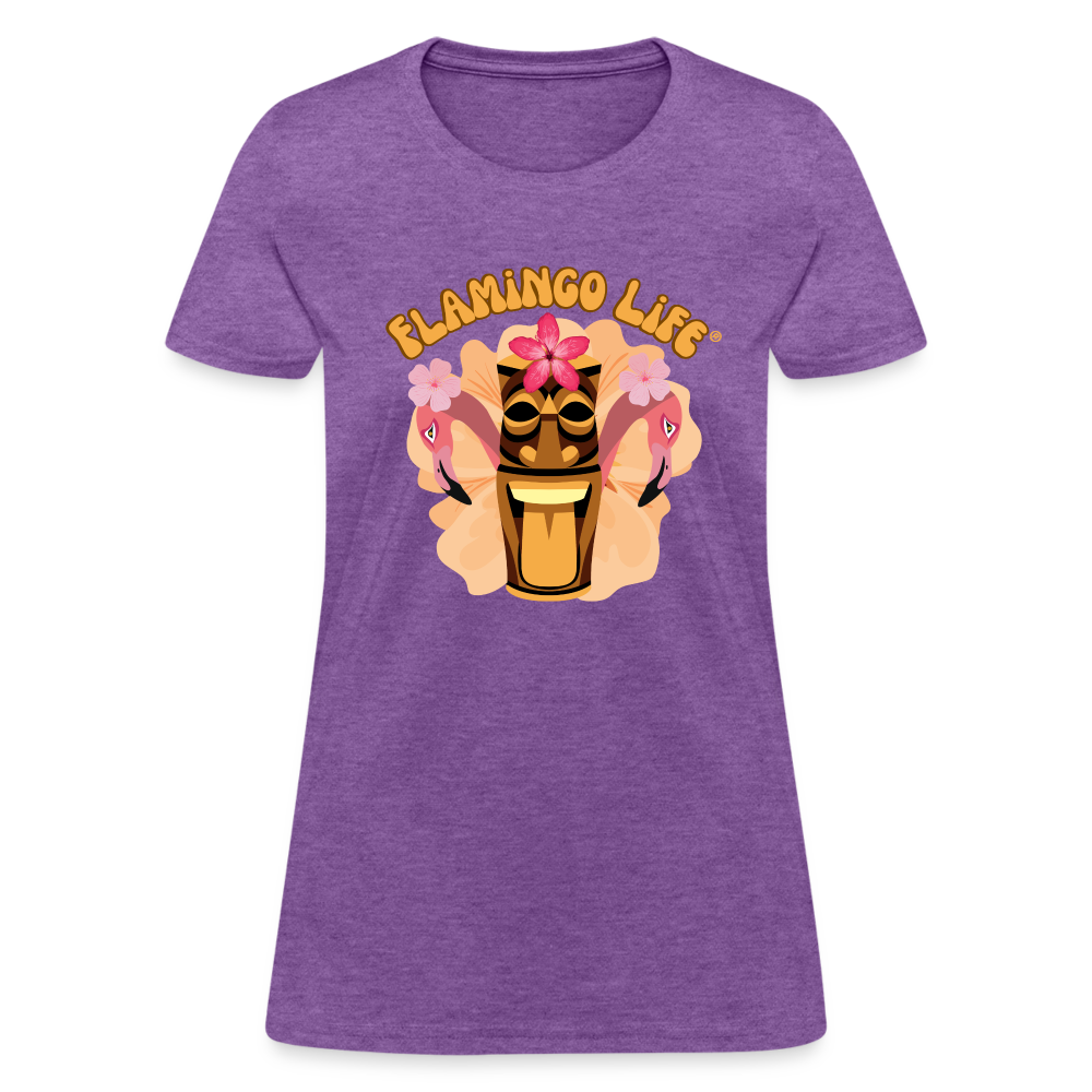 Flamingo Life® Tiki Head Women's T-Shirt - purple heather