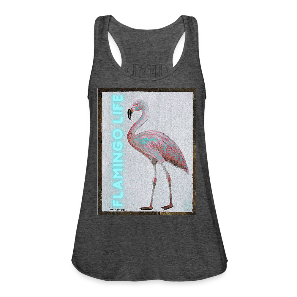 Wyland© Designed Flamingo Life® Women's Flowy Tank Top by Bella - deep heather