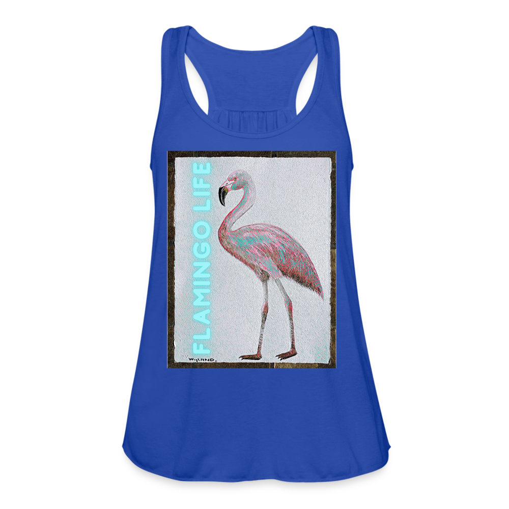 Wyland© Designed Flamingo Life® Women's Flowy Tank Top by Bella - royal blue