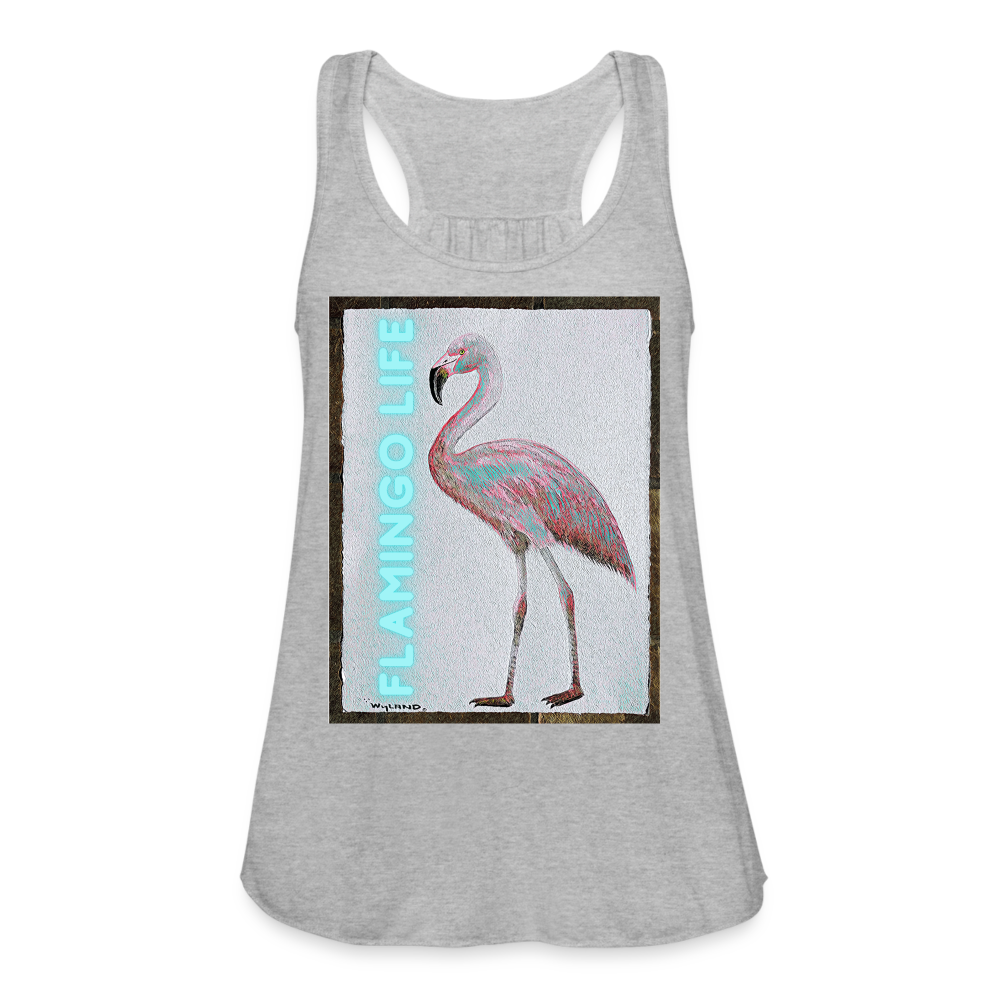 Wyland© Designed Flamingo Life® Women's Flowy Tank Top by Bella - heather gray