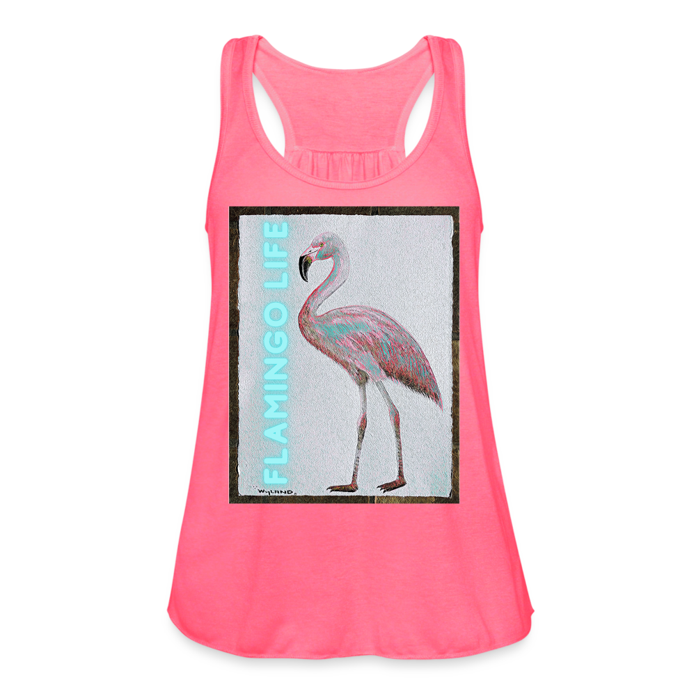 Wyland© Designed Flamingo Life® Women's Flowy Tank Top by Bella - neon pink