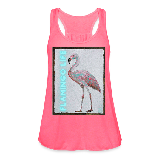 Wyland© Designed Flamingo Life® Women's Flowy Tank Top by Bella - neon pink