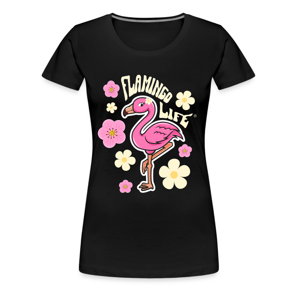 Flamingo Life® Retro Sticker Women’s Premium T-Shirt - black