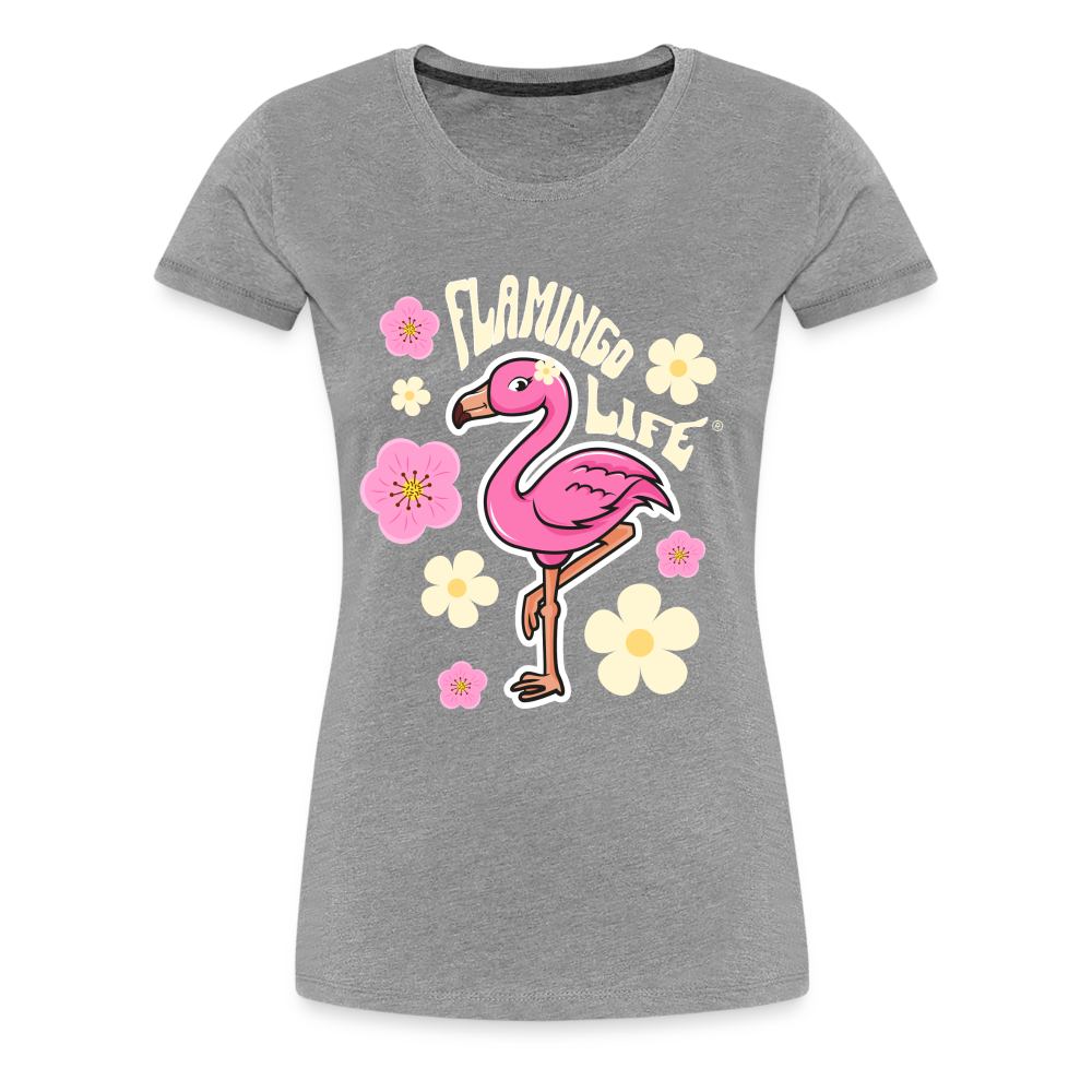 Flamingo Life® Retro Sticker Women’s Premium T-Shirt - heather gray