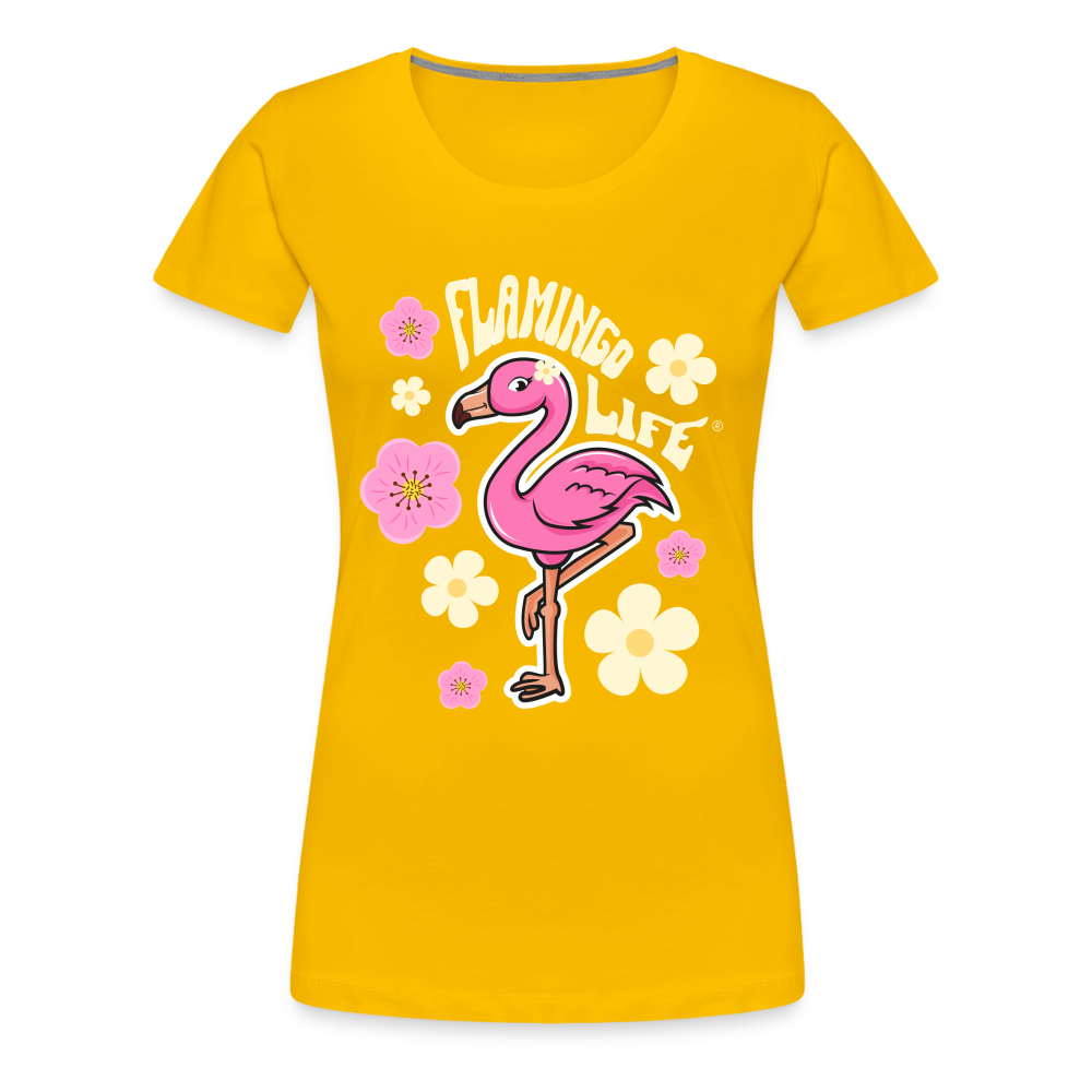 Flamingo Life® Retro Sticker Women’s Premium T-Shirt - sun yellow