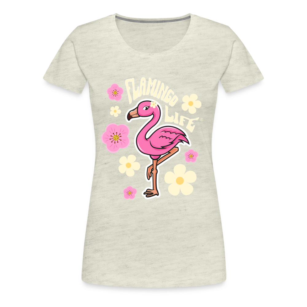 Flamingo Life® Retro Sticker Women’s Premium T-Shirt - heather oatmeal