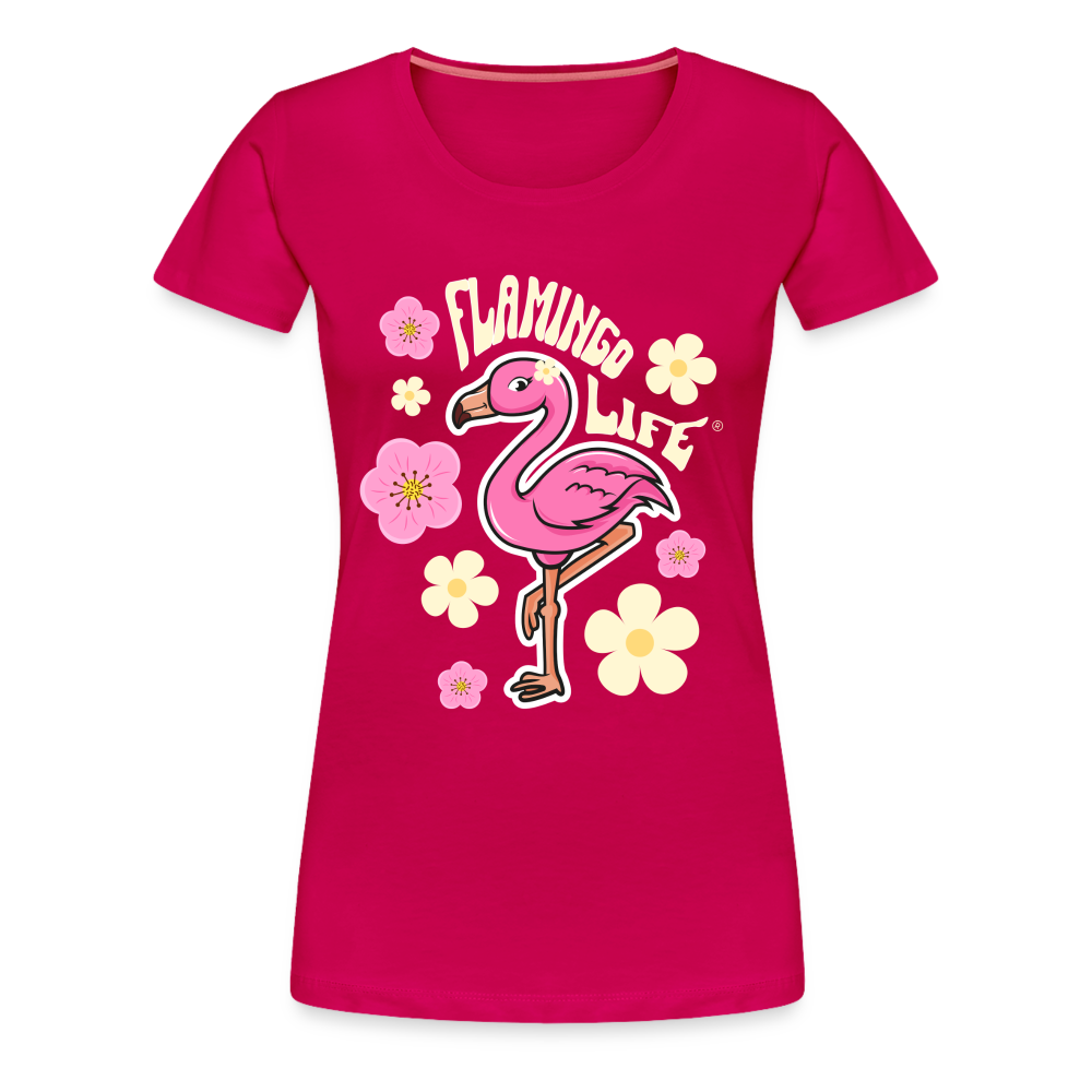 Flamingo Life® Retro Sticker Women’s Premium T-Shirt - dark pink