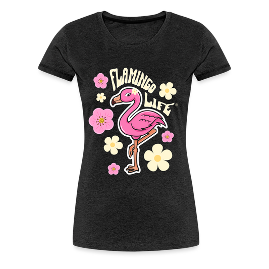 Flamingo Life® Retro Sticker Women’s Premium T-Shirt - charcoal grey
