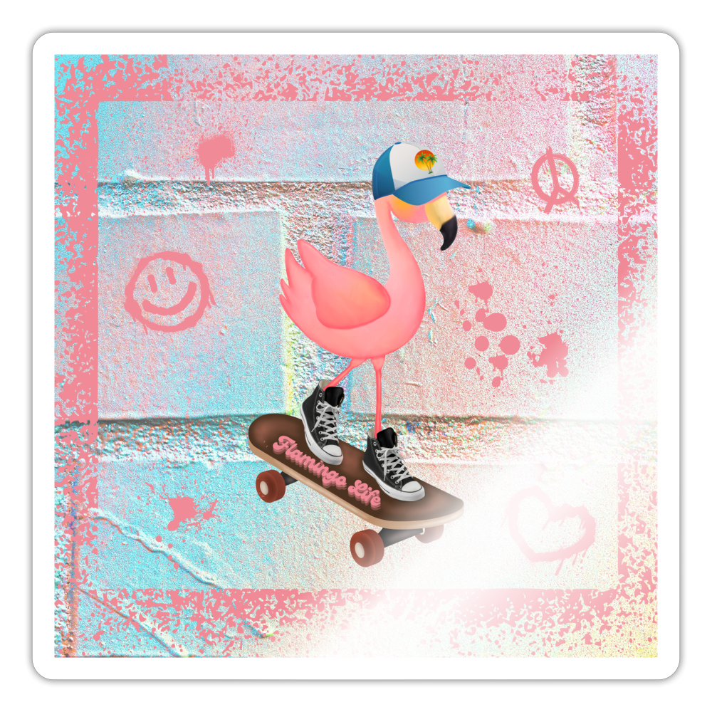 Flamingo Life® Skater Boy Sticker - white glossy