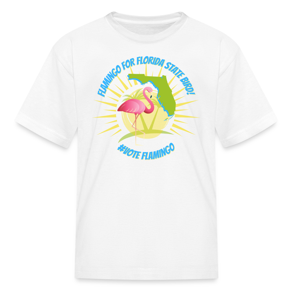 Flamingo For Florida State Bird Kids' T-Shirt - white
