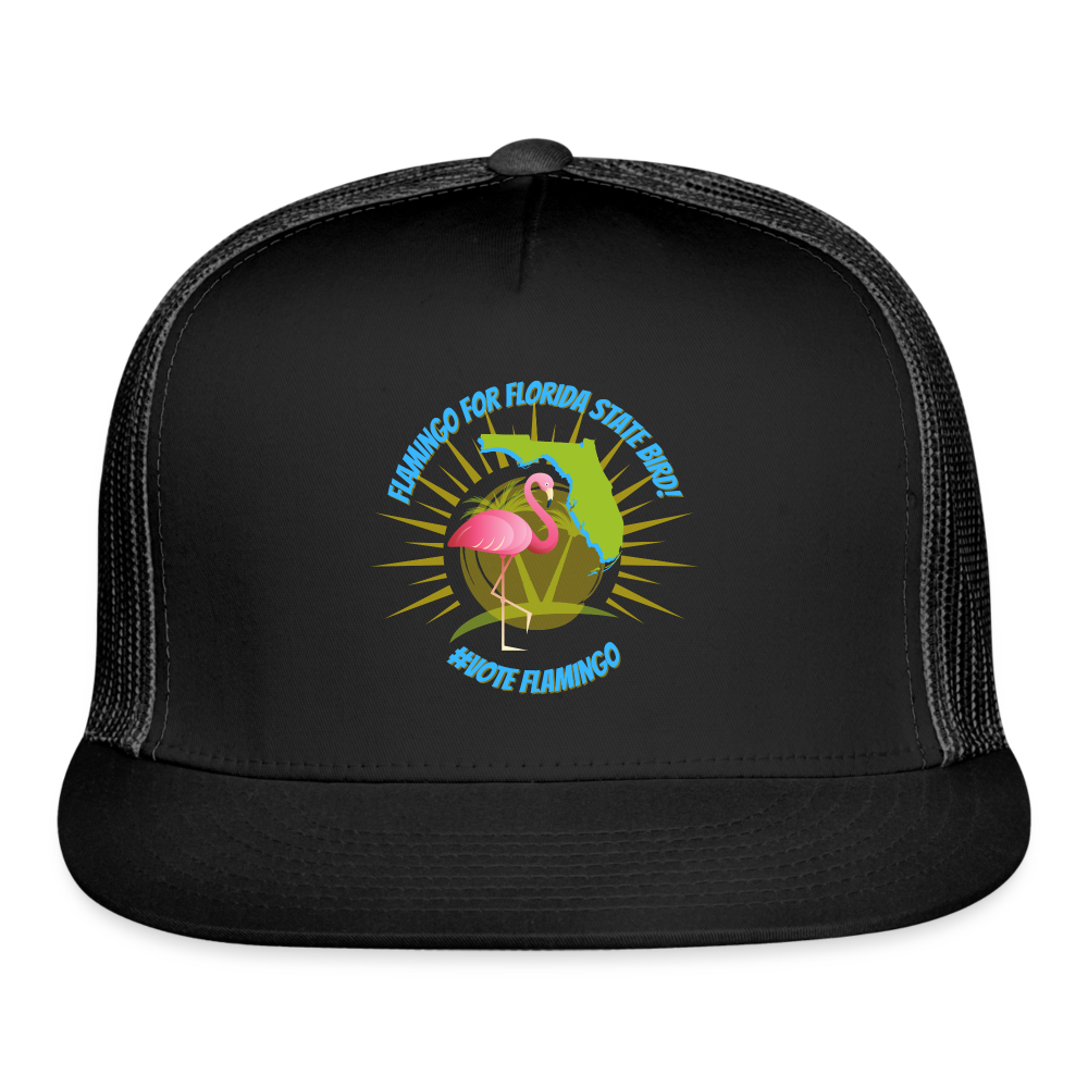 Flamingo For Florida State Bird Trucker Cap - black/black