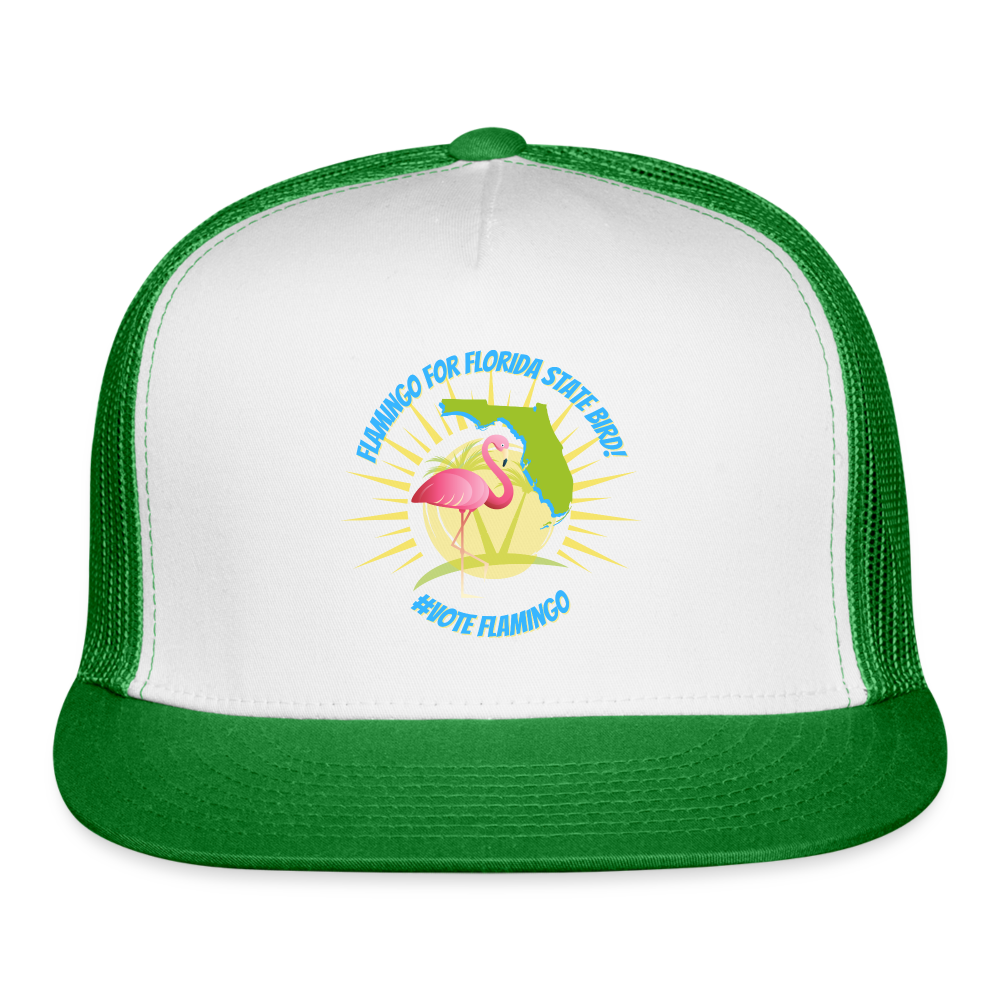 Flamingo For Florida State Bird Trucker Cap - white/kelly green