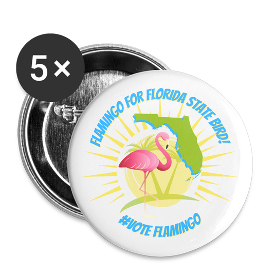 Flamingo For Florida State Bird Buttons large 2.2'' (5-pack) - white
