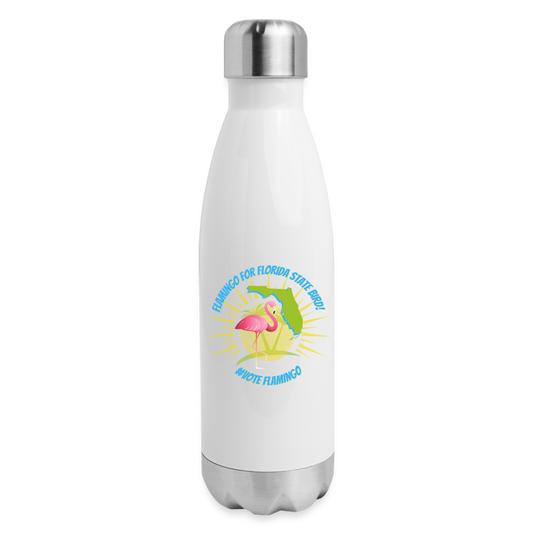 Vote Flamingo! Insulated Stainless Steel Water Bottle - white
