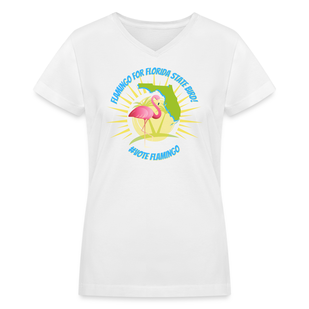 Flamingo For Florida State Bird Women's V-Neck T-Shirt - white