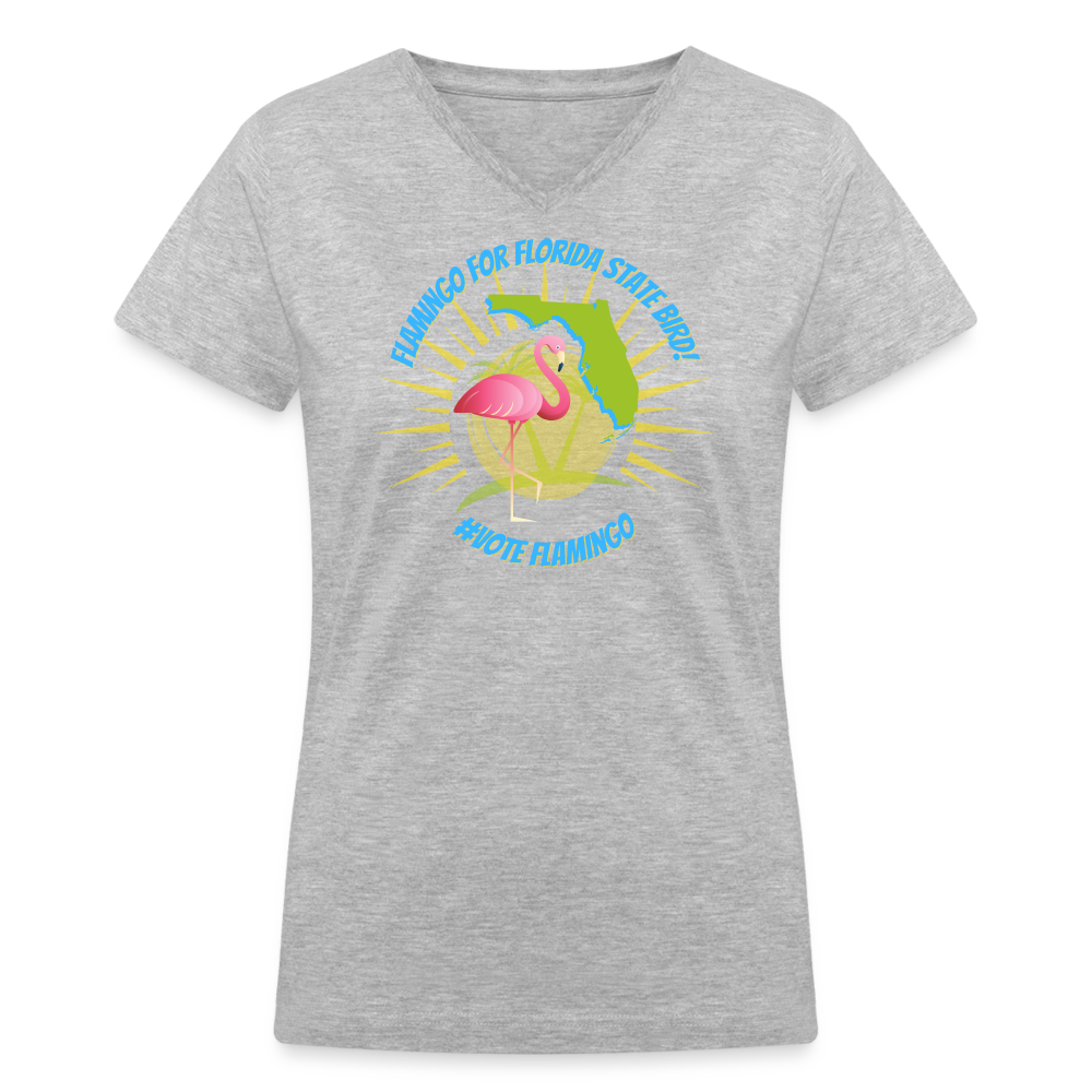 Flamingo For Florida State Bird Women's V-Neck T-Shirt - gray
