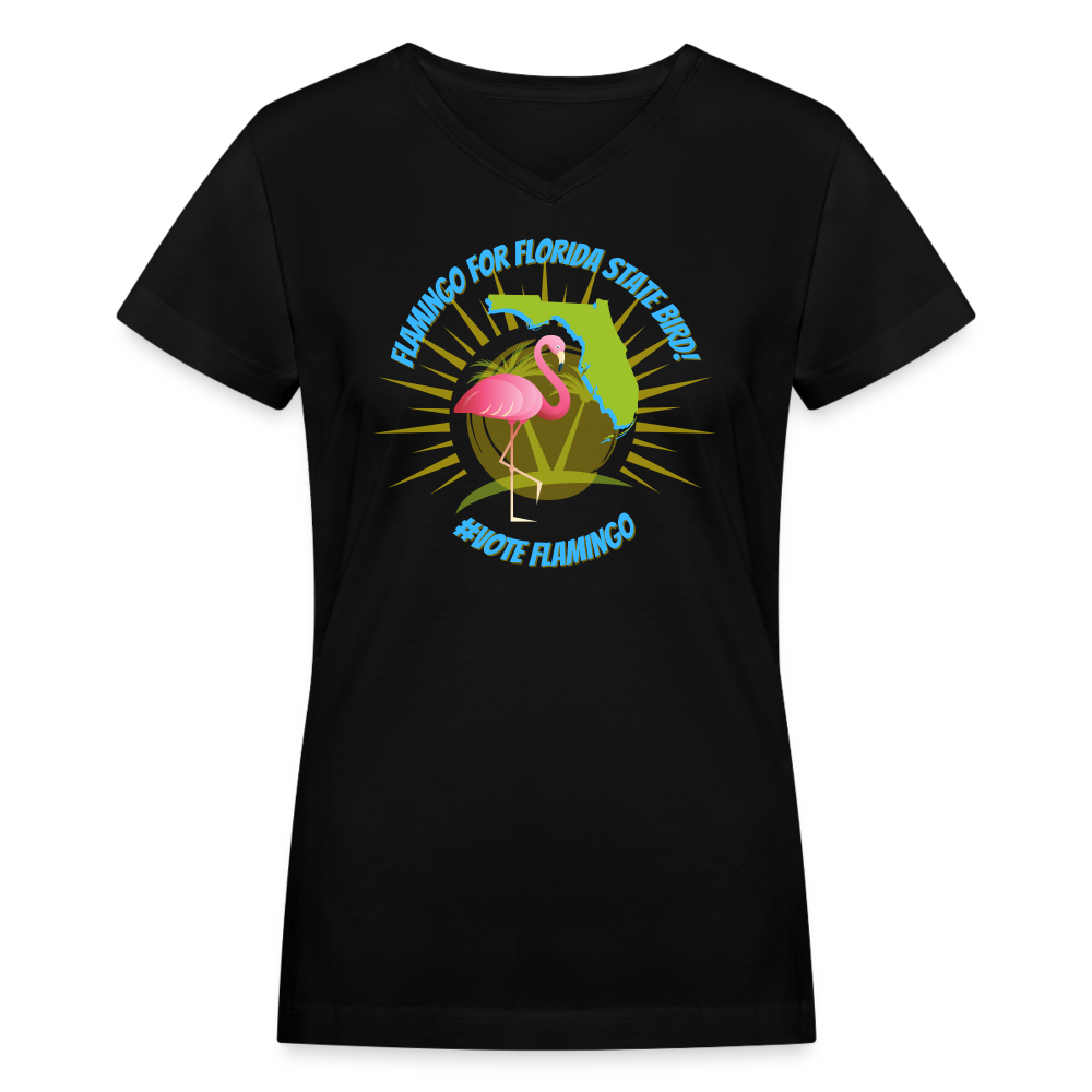 Flamingo For Florida State Bird Women's V-Neck T-Shirt - black