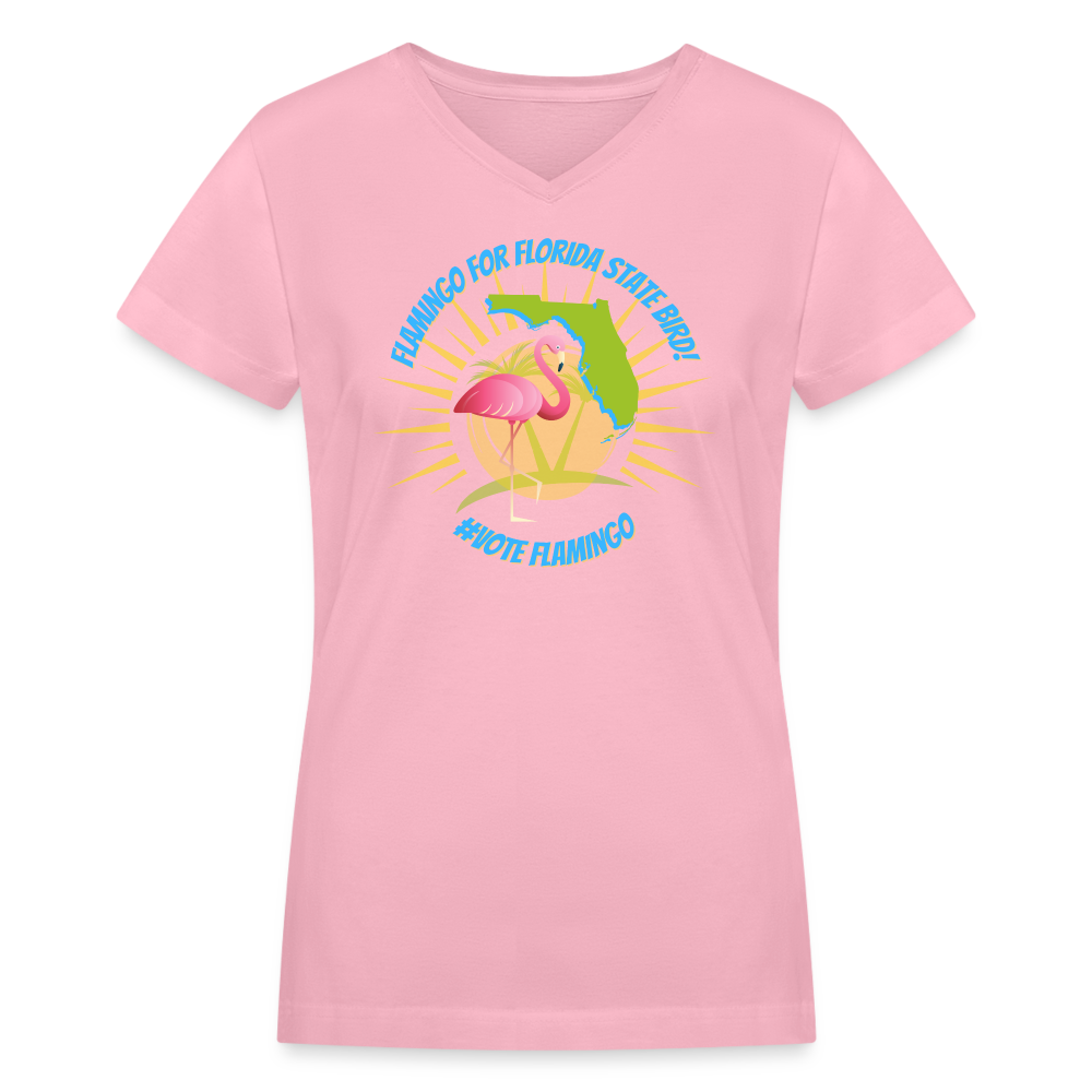 Flamingo For Florida State Bird Women's V-Neck T-Shirt - pink
