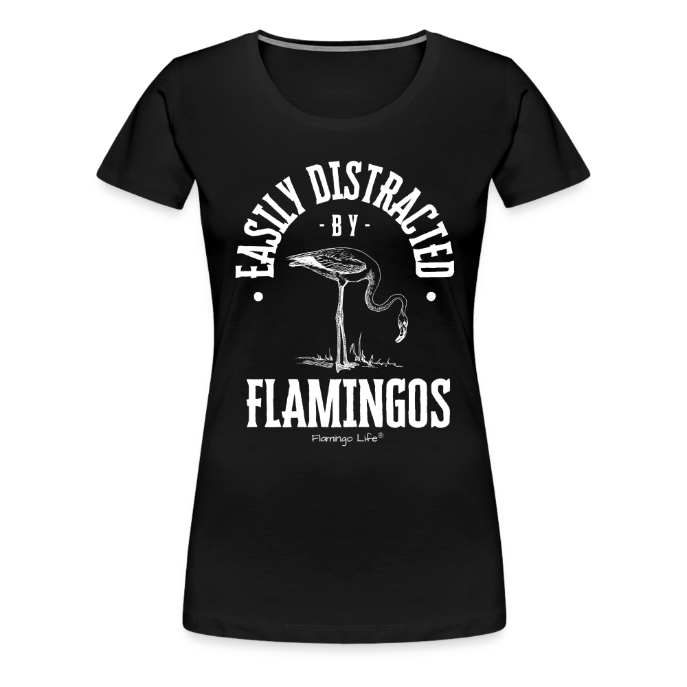 Easily Distracted by Flamingos Women’s T-Shirt - black