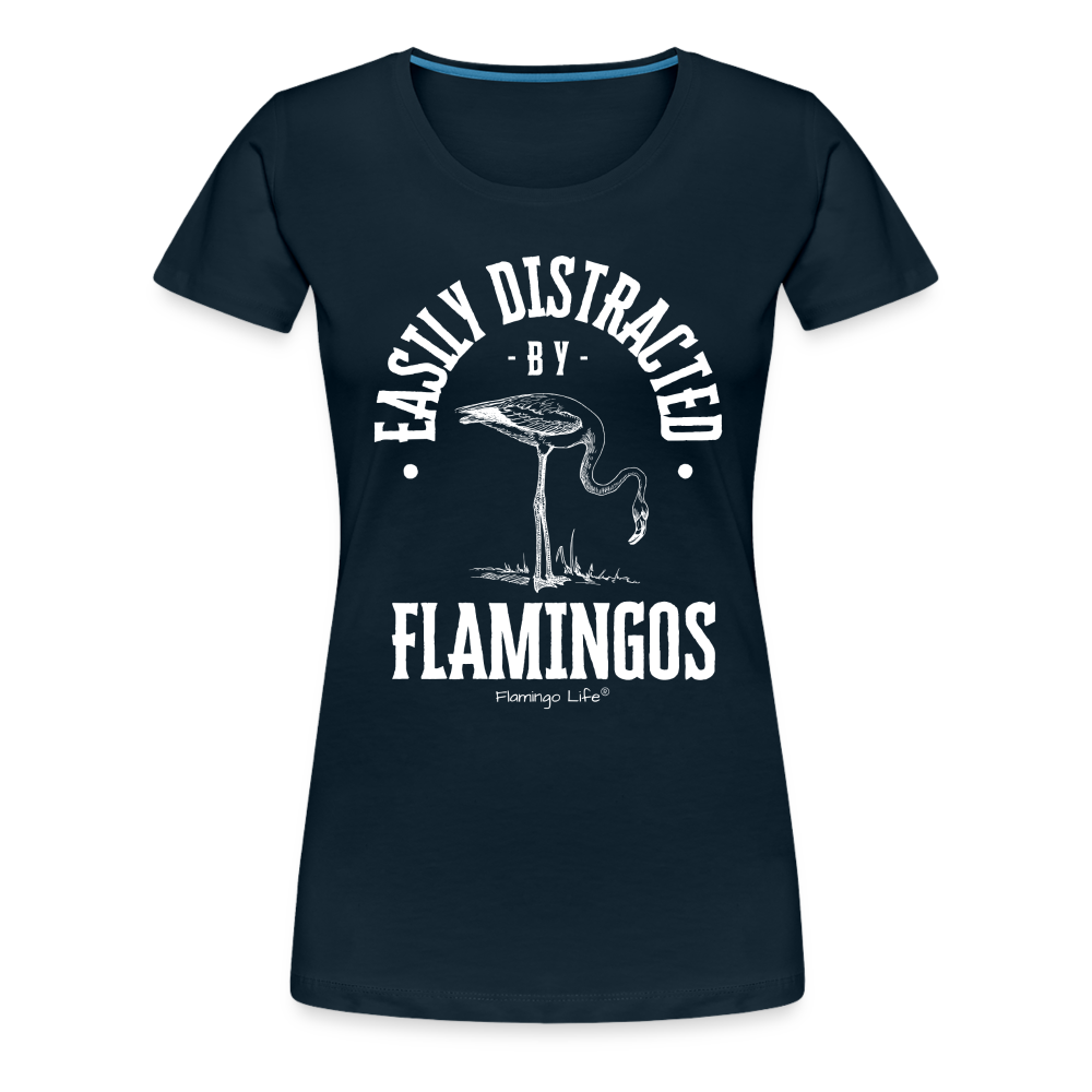 Easily Distracted by Flamingos Women’s T-Shirt - deep navy