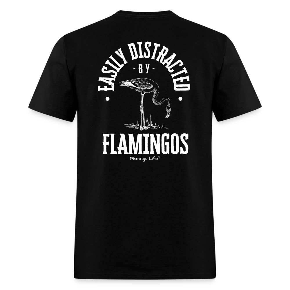 Easily Distracted by Flamingos Unisex Classic T-Shirt - black