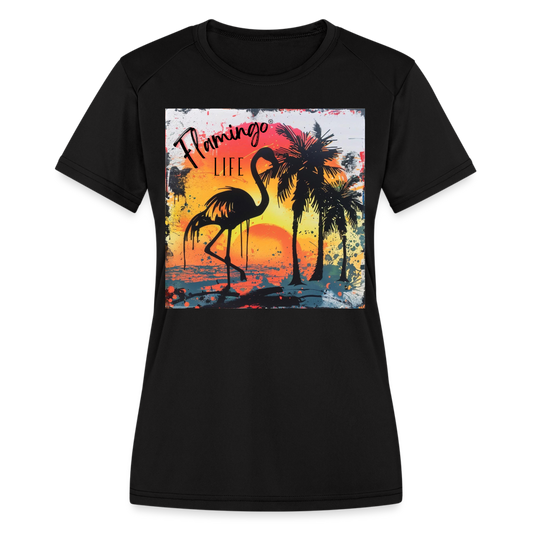 Flamingo Life® Women's Moisture Wicking Performance T-Shirt - black