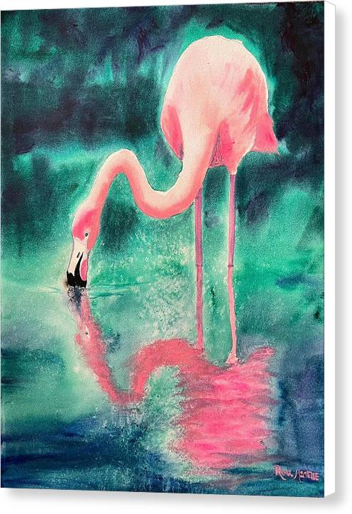 Flamingo Reflection - Canvas Print by Rachel Michelle