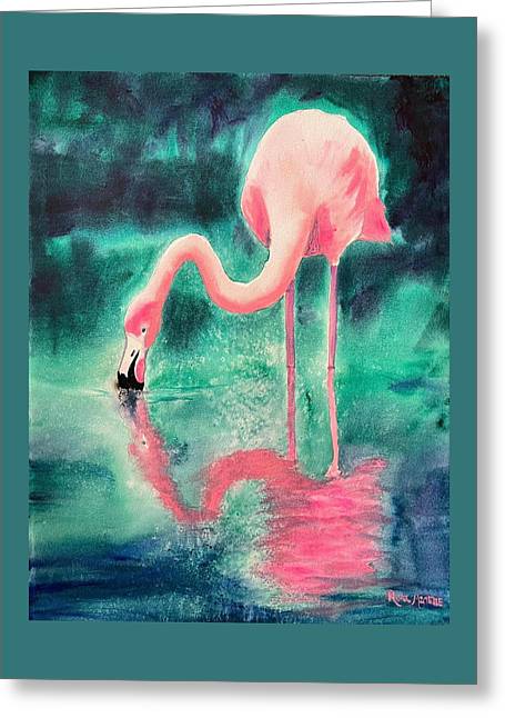 Flamingo Reflection - Greeting Card