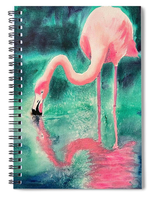 Flamingo Reflection - Spiral Notebook