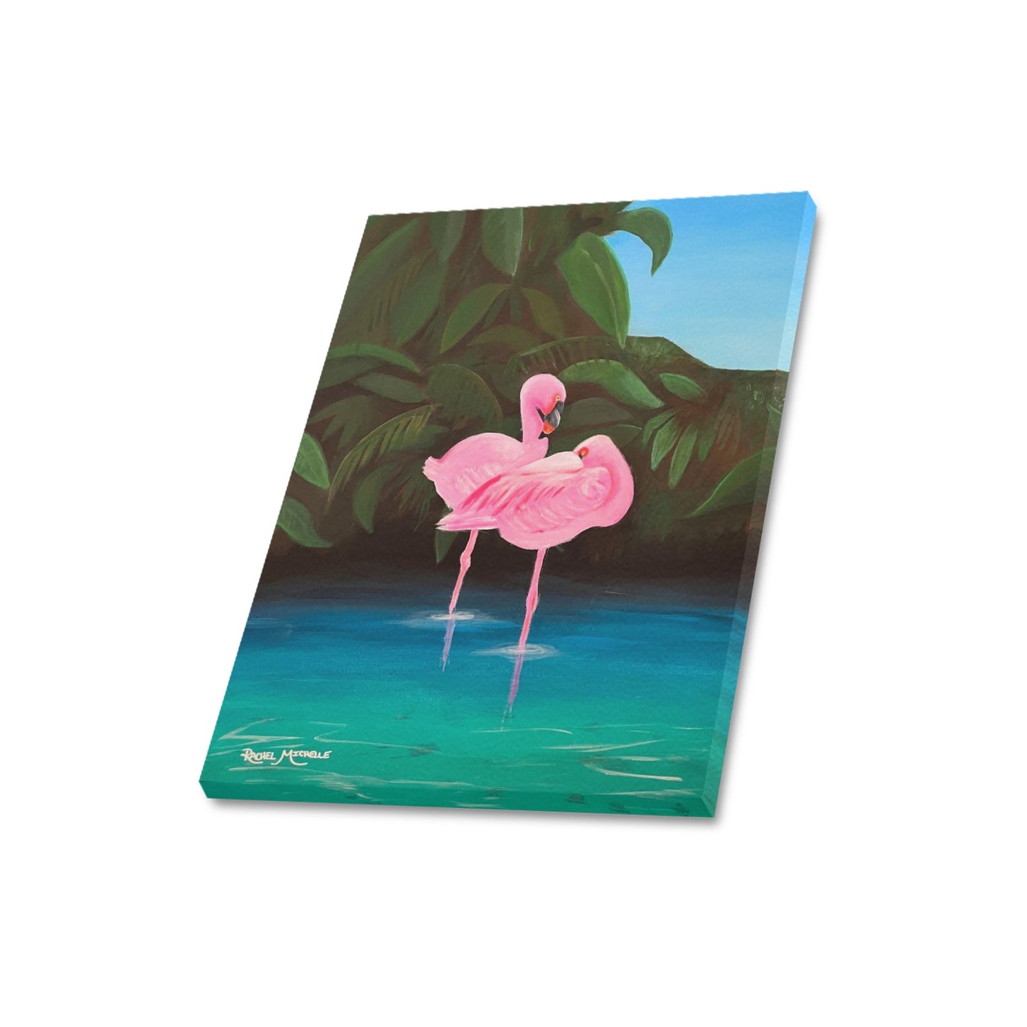 Flamingo Lagoon by Artist Rachel Michelle Art Print on Canvas