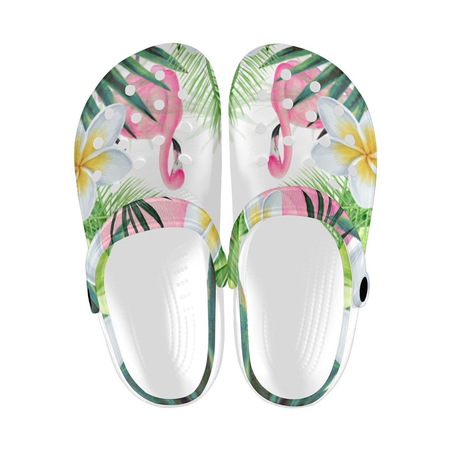 Tropical Flamingo Clogs White