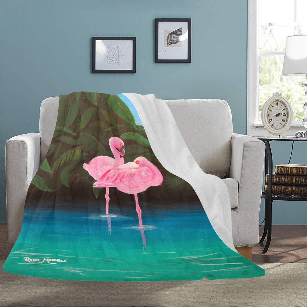 Flamingo Lagoon Fleece Blanket
