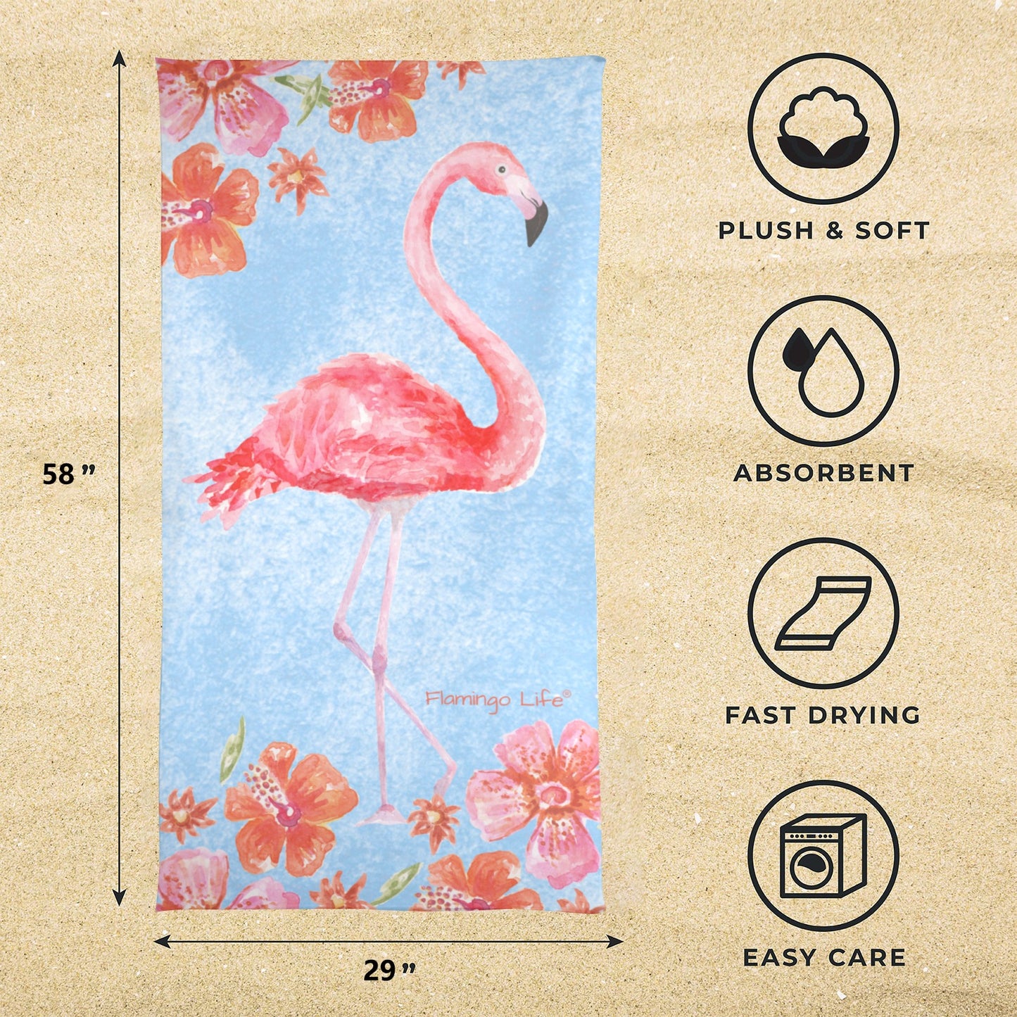 Flamingo Life® Beach Towel