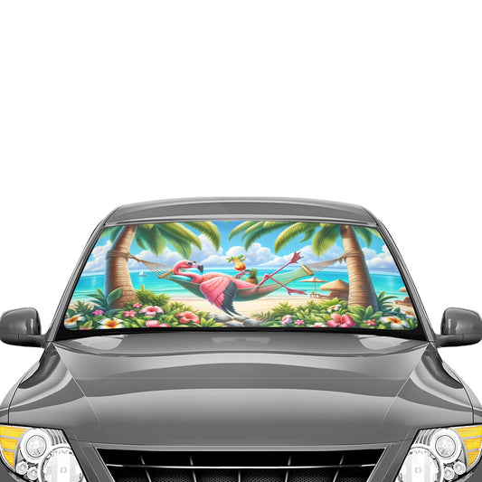 Flamingo in a Hammock Car Sun Shade