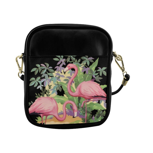 Elegant Flamingos in Paradise Mini Crossbody Bag