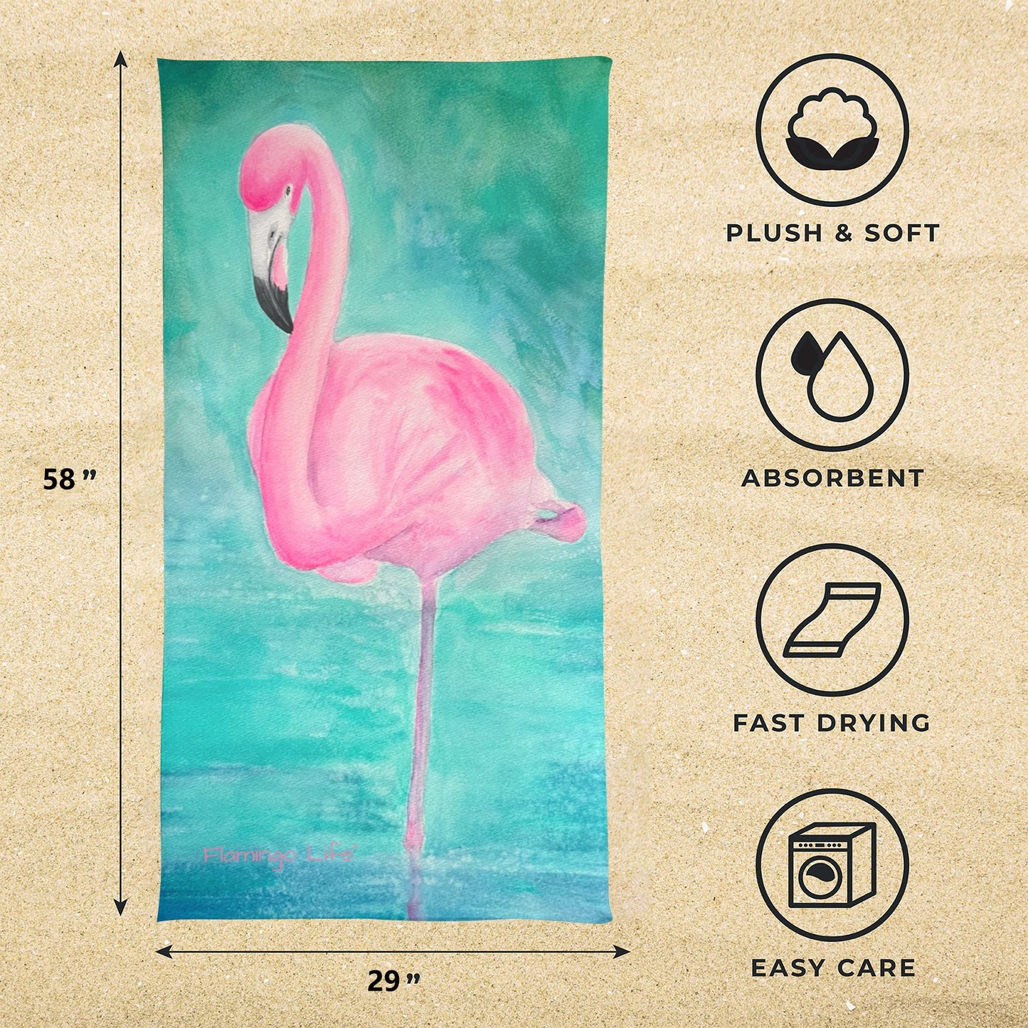 Flamingo Life® Beach Towel