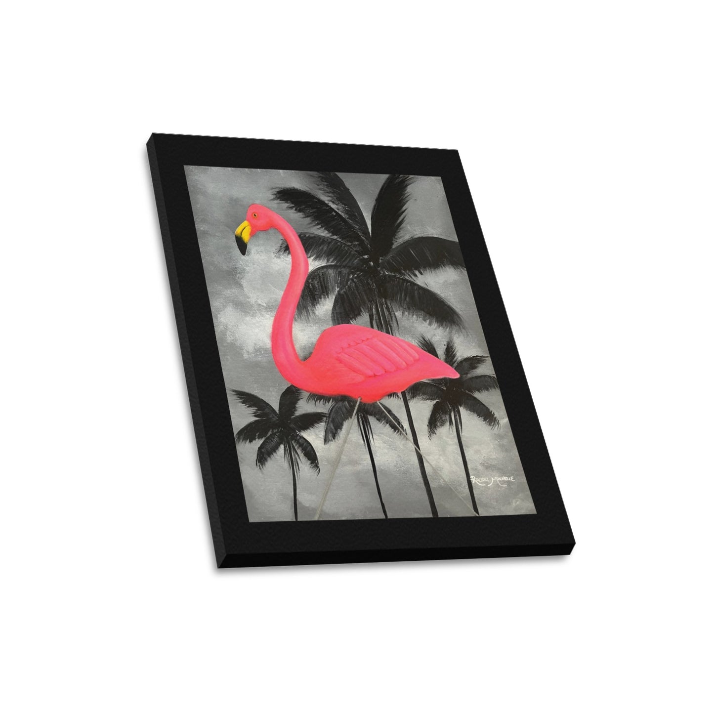 Pinky the Plastic Flamingo Canvas Print 16x20