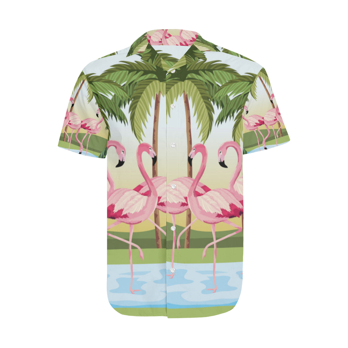 Tropical Flamingo Men's Short Sleeve Shirt With Lapel Collar - The Flamingo Shop