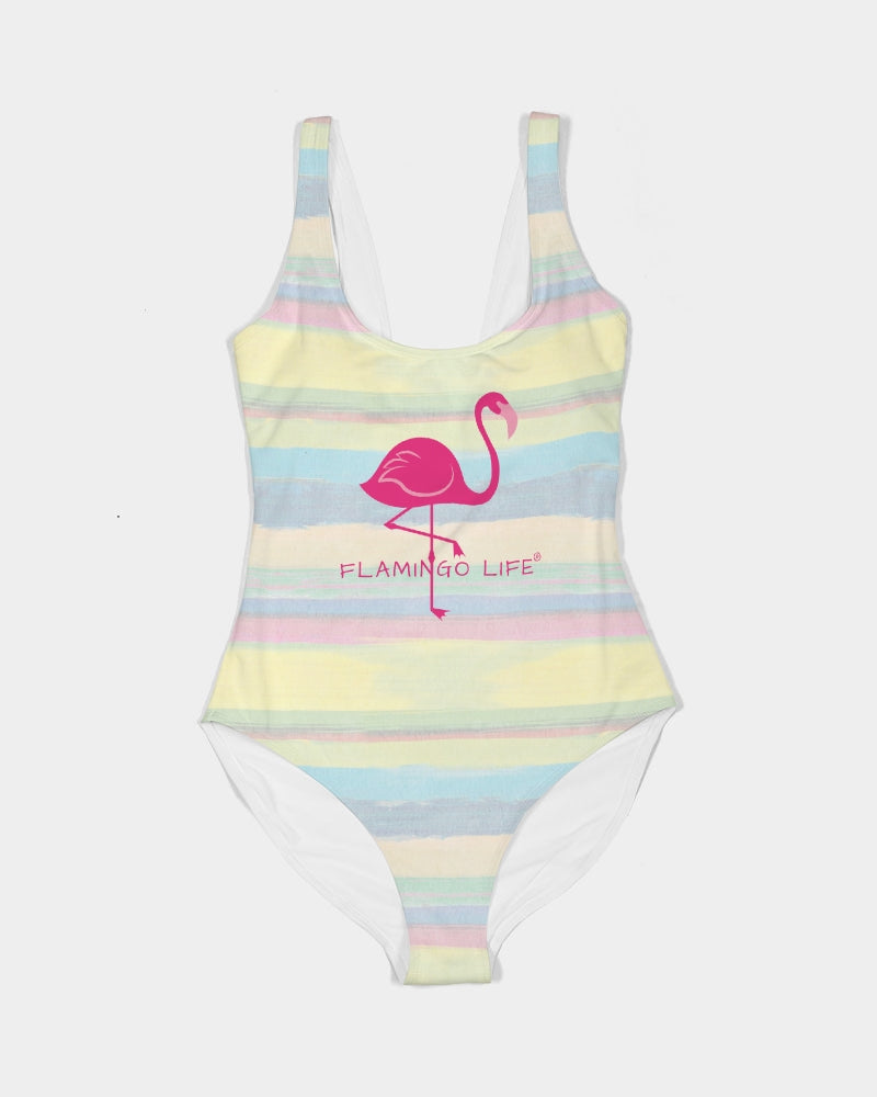 Flamingo Life® Pastel Stripes Women's One-Piece Swimsuit